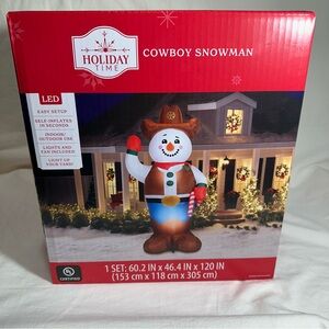 Cowboy Snowman 10 Foot Inflatable Yard Decoration Lighted New Christmas Holiday